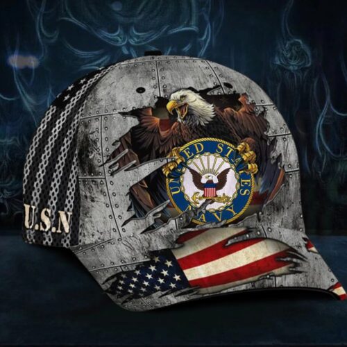 US Navy Eagle American Flag Vintage Hat US Navy Ball Cap Honor Navy Gift For Him
