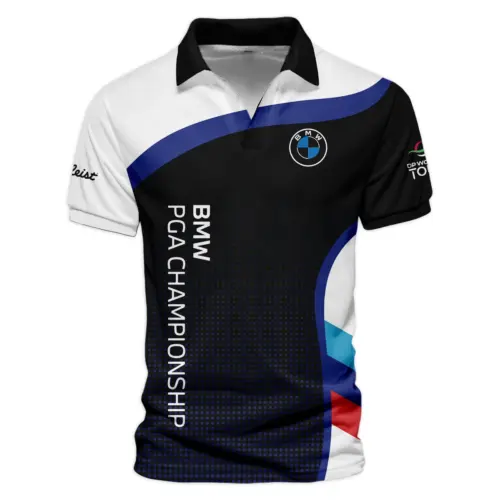 V-neck Polo Shirt Titleist BMW PGA Championship Black Background Halftone Blue Red HOBMW110724A01TLZVPL