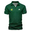 Dark Green Pattern In Retro Style With Logo Masters Tournament Callaway Vneck Polo Shirt Style Classic Polo Shirt For Men