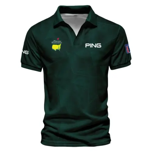 Ping Updated Logo 125th U.S. Open Blue Abstract Background Line Vneck Polo Shirt Style Classic