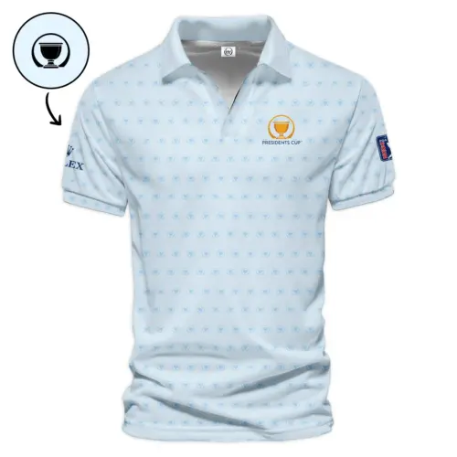 Rolex Updated Logo 125th U.S. Open Dark Blue Gradient Abstract White Background  Vneck Polo Shirt Style Classic