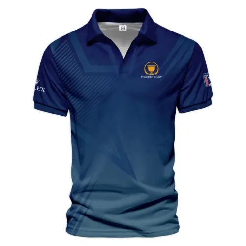 Updated Logo 125th U.S. Open Rolex  Blue Red Golf Pattern White Flag Vneck Polo Shirt Style Classic
