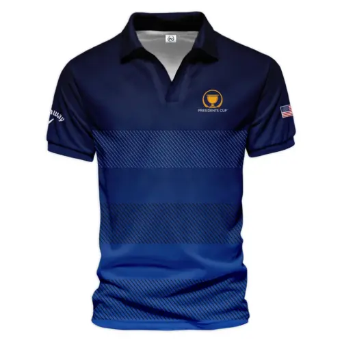 Callaway Updated Logo 125th U.S. Open Dark Blue Gradient Abstract White Background  Vneck Polo Shirt Style Classic