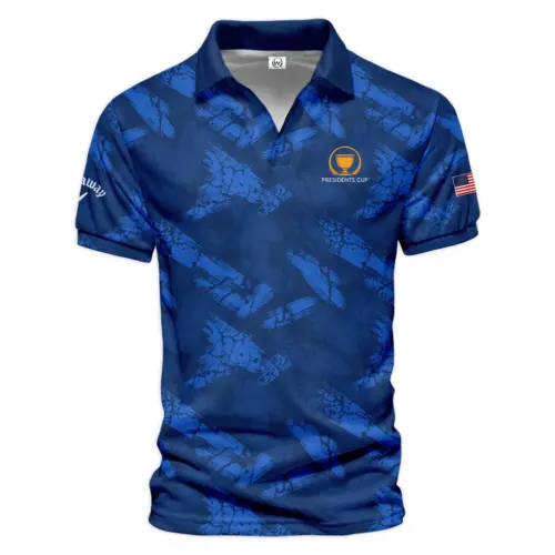 Callaway Updated Logo 125th U.S. Open Dark Blue Gradient Abstract White Background  Vneck Polo Shirt Style Classic