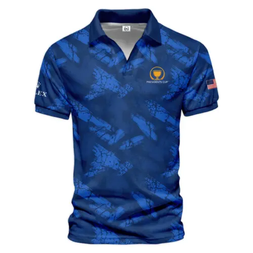 Updated Logo 125th U.S. Open Blue Gradient Pattern White  Rolex Vneck Polo Shirt Style Classic