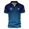 Update Logo 2025 PGA Championship Nike Blue Gradient Abstract Stripes  Vneck Polo Shirt Style Classic Polo Shirt For Men