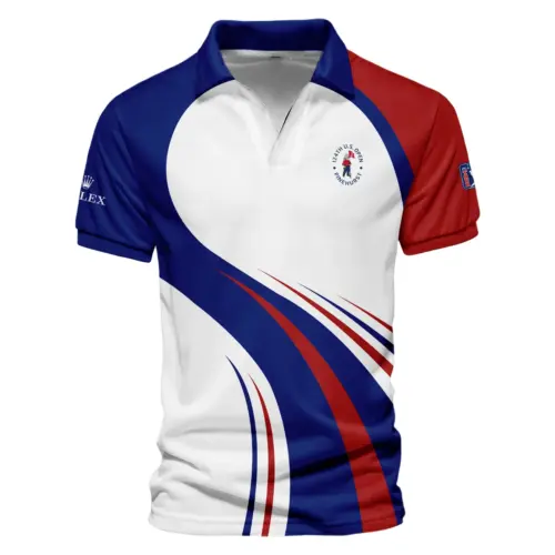Rolex Updated Logo 125th U.S. Open Golf Blue Red White Background Vneck Polo Shirt Style Classic Polo Shirt For Men