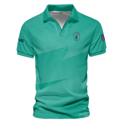 Golf Sport Pattern Green Mix Color Updated Logo 125th U.S. Open Ping Vneck Polo Shirt Style Classic