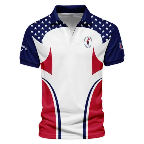 Updated Logo 125th U.S. Open Callaway Stars White Dark Blue Red Line Vneck Polo Shirt Style Classic Polo Shirt For Men
