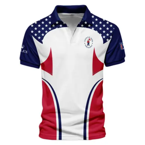 Updated Logo 125th U.S. Open Rolex Stars White Dark Blue Red Line Vneck Polo Shirt Style Classic Polo Shirt For Men