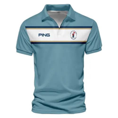 Updated Logo 125th U.S. Open Golf Sport Mostly Desaturated Dark Blue Yellow Ping Vneck Polo Shirt Style Classic