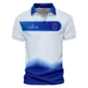 Updated Logo 125th U.S. Open Blue Gradient Pattern White  Rolex Vneck Polo Shirt Style Classic