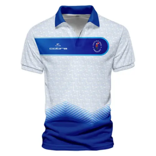 Updated Logo 125th U.S. Open Blue Gradient Pattern White  Cobra Golf Vneck Polo Shirt Style Classic