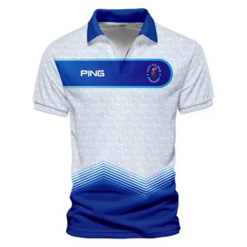 Updated Logo 125th U.S. Open Blue Gradient Pattern White  Ping Vneck Polo Shirt Style Classic