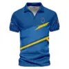 Ping Updated Logo 125th U.S. Open Blue Yellow Mix Pattern Vneck Polo Shirt Style Classic