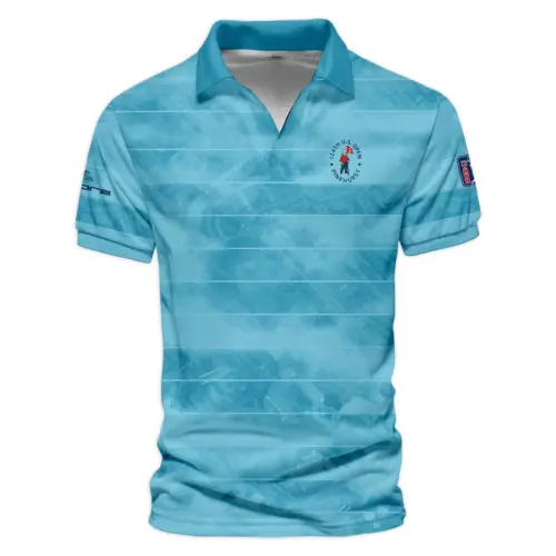 Cobra Golf Updated Logo 125th U.S. Open Blue Abstract Background Line Vneck Polo Shirt Style Classic