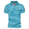 Titleist Updated Logo 125th U.S. Open Blue Abstract Background Line Vneck Polo Shirt Style Classic