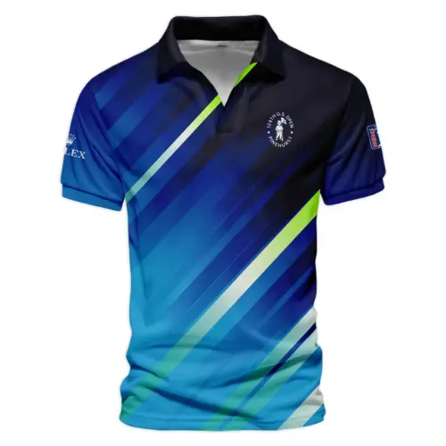 Rolex Updated Logo 125th U.S. Open Green Dark Blue Gradient Abstract Yellow Vneck Polo Shirt Style Classic