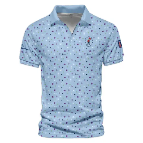Updated Logo 125th U.S. Open Cobra Golf  Golf Icons Pattern Light Blue Vneck Polo Shirt Style Classic