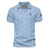 Updated Logo 125th U.S. Open Ping Golf Icons Pattern Light Blue Vneck Polo Shirt Style Classic