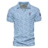 Updated Logo 125th U.S. Open Ping Golf Icons Pattern Light Blue Vneck Polo Shirt Style Classic