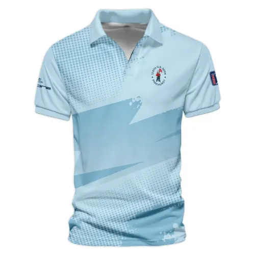 Updated Logo 125th U.S. Open Cobra Golf  Blue Red Golf Pattern White Flag Vneck Polo Shirt Style Classic
