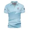Updated Logo 125th U.S. Open Cobra Golf  Dark Blue Line Pattern Vneck Polo Shirt Style Classic
