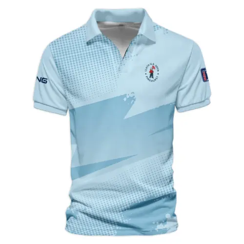 Updated Logo 125th U.S. Open Ping Light Blue Backgound Vneck Polo Shirt Style Classic