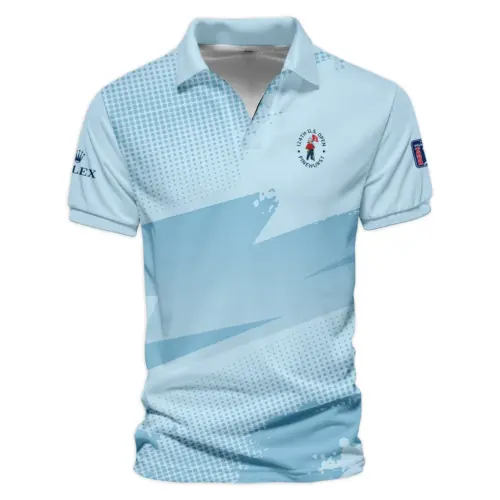 Updated Logo 125th U.S. Open Rolex  Light Blue Backgound Vneck Polo Shirt Style Classic