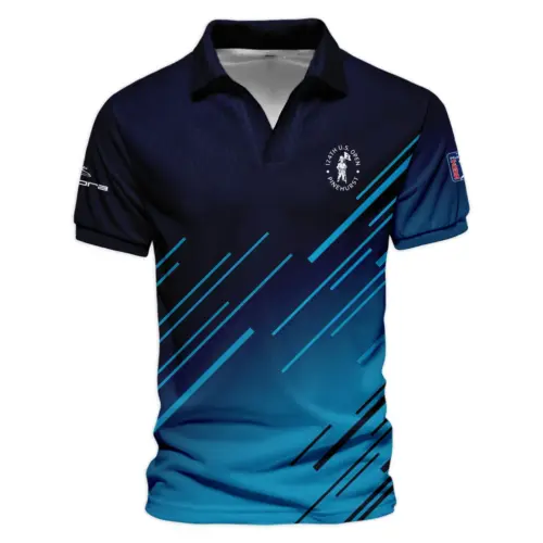 Cobra Golf Updated Logo 125th U.S. Open Dark Blue Gradient Abstract White Background  Vneck Polo Shirt Style Classic