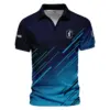 Updated Logo 125th U.S. Open Rolex  Dark Blue Line Pattern Vneck Polo Shirt Style Classic