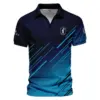 Updated Logo 125th U.S. Open Cobra Golf  Dark Blue Line Pattern Vneck Polo Shirt Style Classic