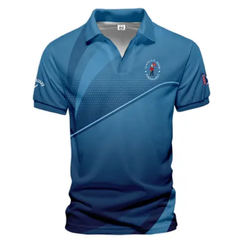 Updated Logo 125th U.S. Open Dark Blue Gradient Background Callaway Vneck Polo Shirt Style Classic