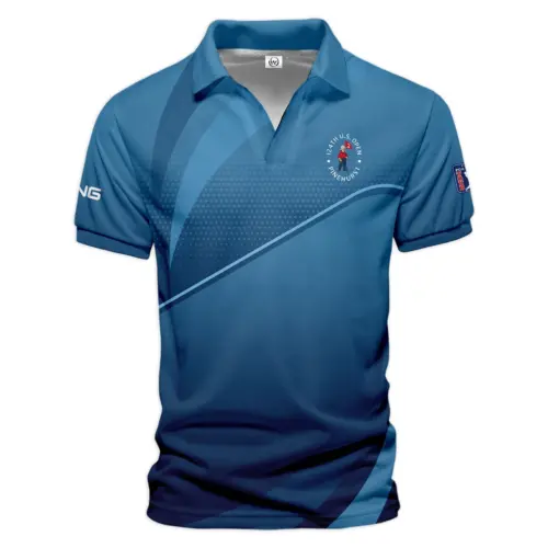 Updated Logo 125th U.S. Open Dark Blue Gradient Background Ping Vneck Polo Shirt Style Classic