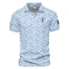 Updated Logo 125th U.S. Open Light Blue Golf Purple Patern Background Titleist Vneck Polo Shirt Style Classic