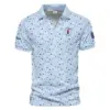 Updated Logo 125th U.S. Open Light Blue Golf Purple Patern Background Ping Vneck Polo Shirt Style Classic
