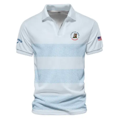 V-neck Polo Shirt Callaway 125th US Open Championship Light Blue Background Line Blue