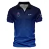 Updated Logo 125th U.S. Open Ping Dark Blue Gradient Stripes Pattern Vneck Polo Shirt Style Classic Polo Shirt For Men
