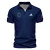Ping Updated Logo 125th U.S. Open Blue Gradient With White Straight Line Vneck Polo Shirt Style Classic Polo Shirt For Men