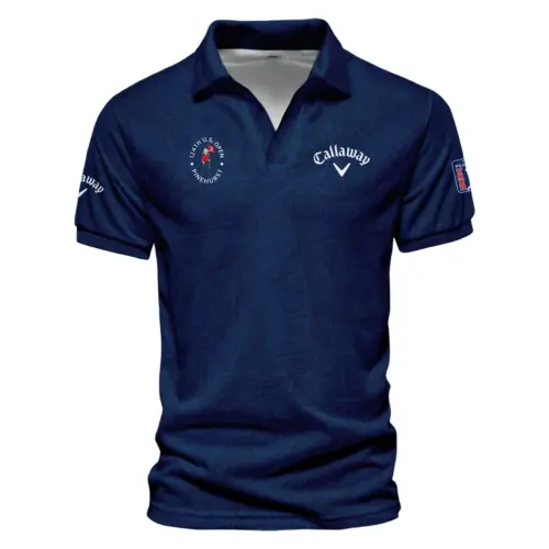 Callaway Updated Logo 125th U.S. Open Stars Gradient Pattern Dark Blue Vneck Polo Shirt Style Classic Polo Shirt For Men