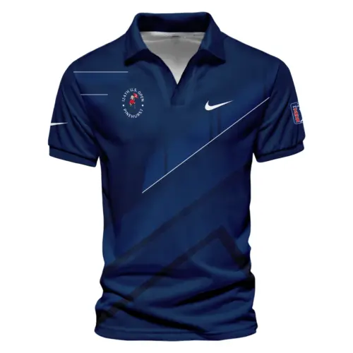 Nike Updated Logo 125th U.S. Open Blue Gradient With White Straight Line Vneck Polo Shirt Style Classic Polo Shirt For Men