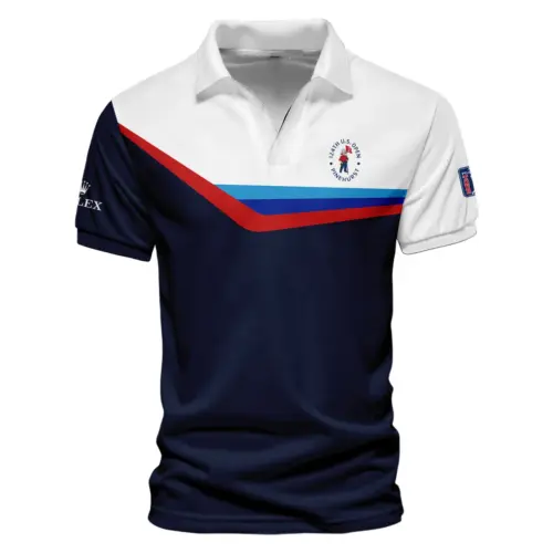 Rolex Updated Logo 125th U.S. Open Blue Abstract Background Line Vneck Polo Shirt Style Classic