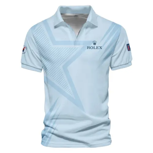 Updated Logo 125th U.S. Open Golf Star Line Pattern Light Blue Rolex Vneck Polo Shirt Style Classic Polo Shirt For Men