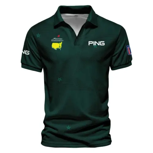 Ping Updated Logo 125th U.S. Open Dark Blue Gradient Abstract White Background  Vneck Polo Shirt Style Classic