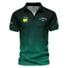 Gradient Dark Green Geometric Pattern Masters Tournament Rolex Vneck Polo Shirt Style Classic Polo Shirt For Men