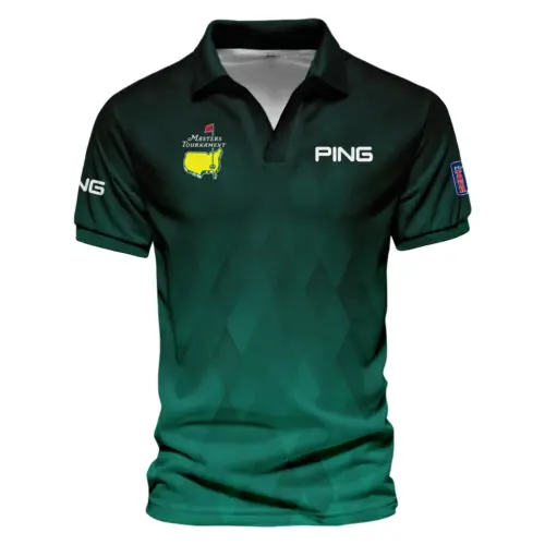 Ping Updated Logo 125th U.S. Open Blue Abstract Background Line Vneck Polo Shirt Style Classic