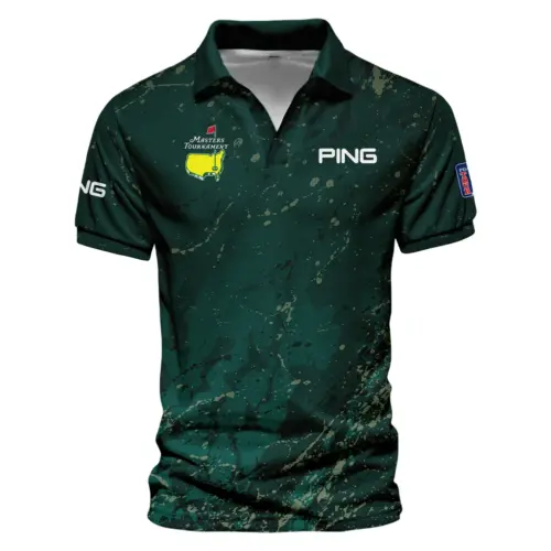 Ping Updated Logo 125th U.S. Open Blue Abstract Background Line Vneck Polo Shirt Style Classic