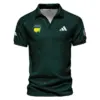 Dark Green Pattern In Retro Style With Logo Masters Tournament Ping Vneck Polo Shirt Style Classic Polo Shirt For Men