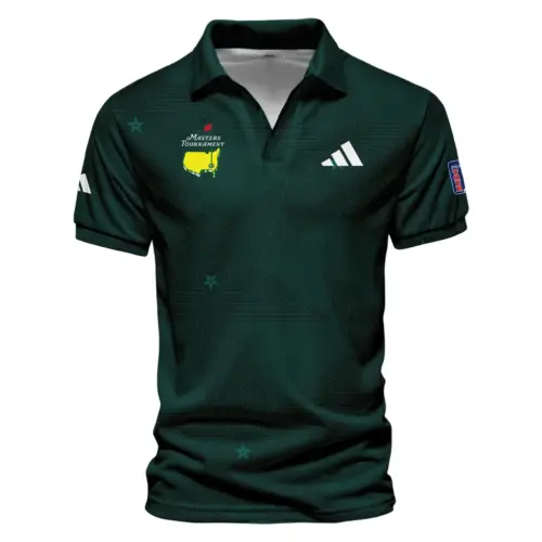 Masters Tournament Adidas Gradient Dark Green Pattern Vneck Polo Shirt Style Classic Polo Shirt For Men