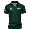 Dark Green Pattern In Retro Style With Logo Masters Tournament Callaway Vneck Polo Shirt Style Classic Polo Shirt For Men